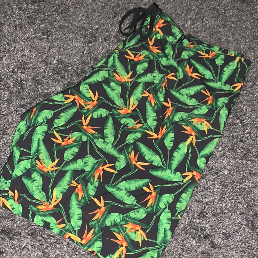 Palm print swim board shorts